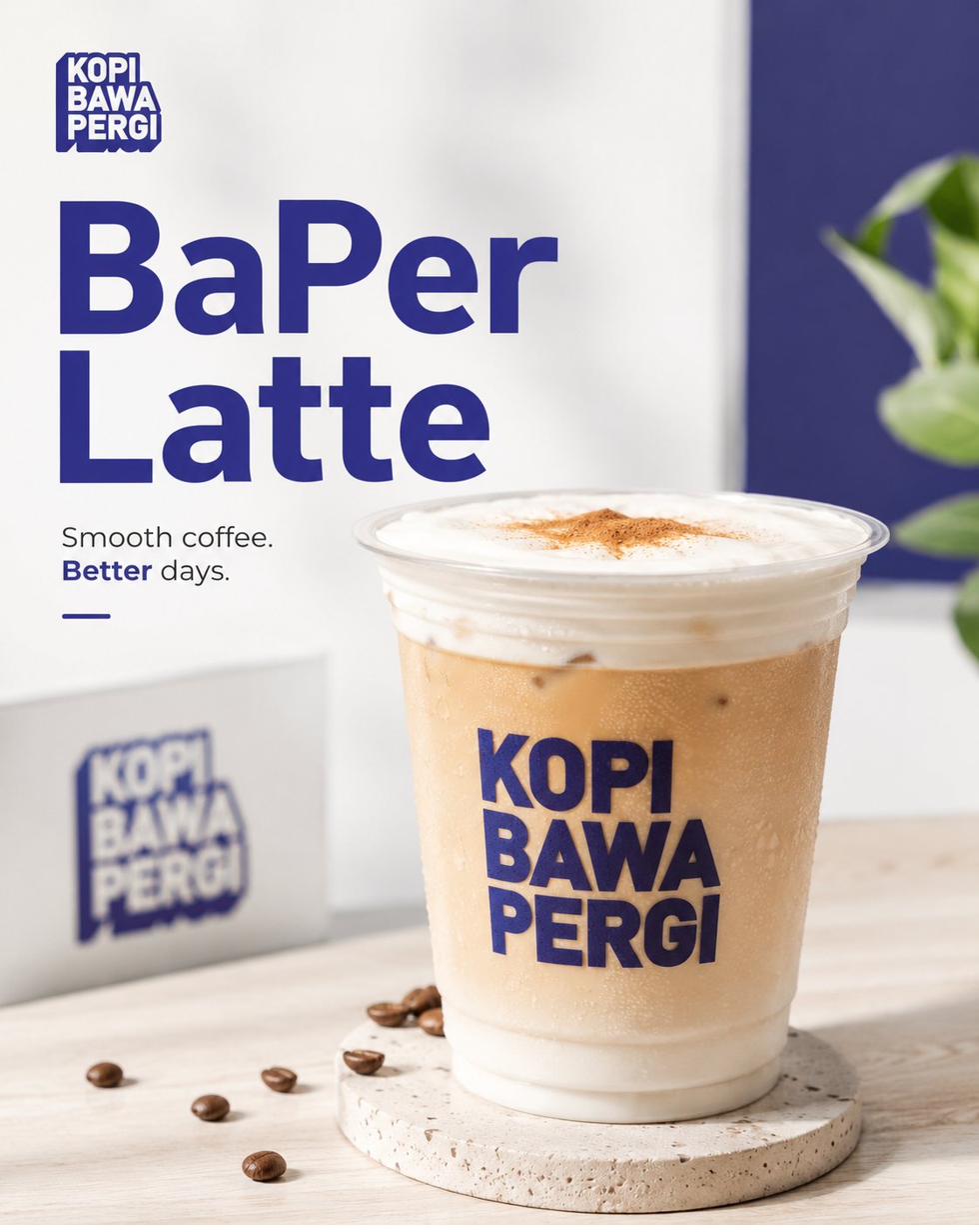 BaPer Latte - Iced latte signature Kopi Bawa Pergi dengan smooth coffee dan foam art
