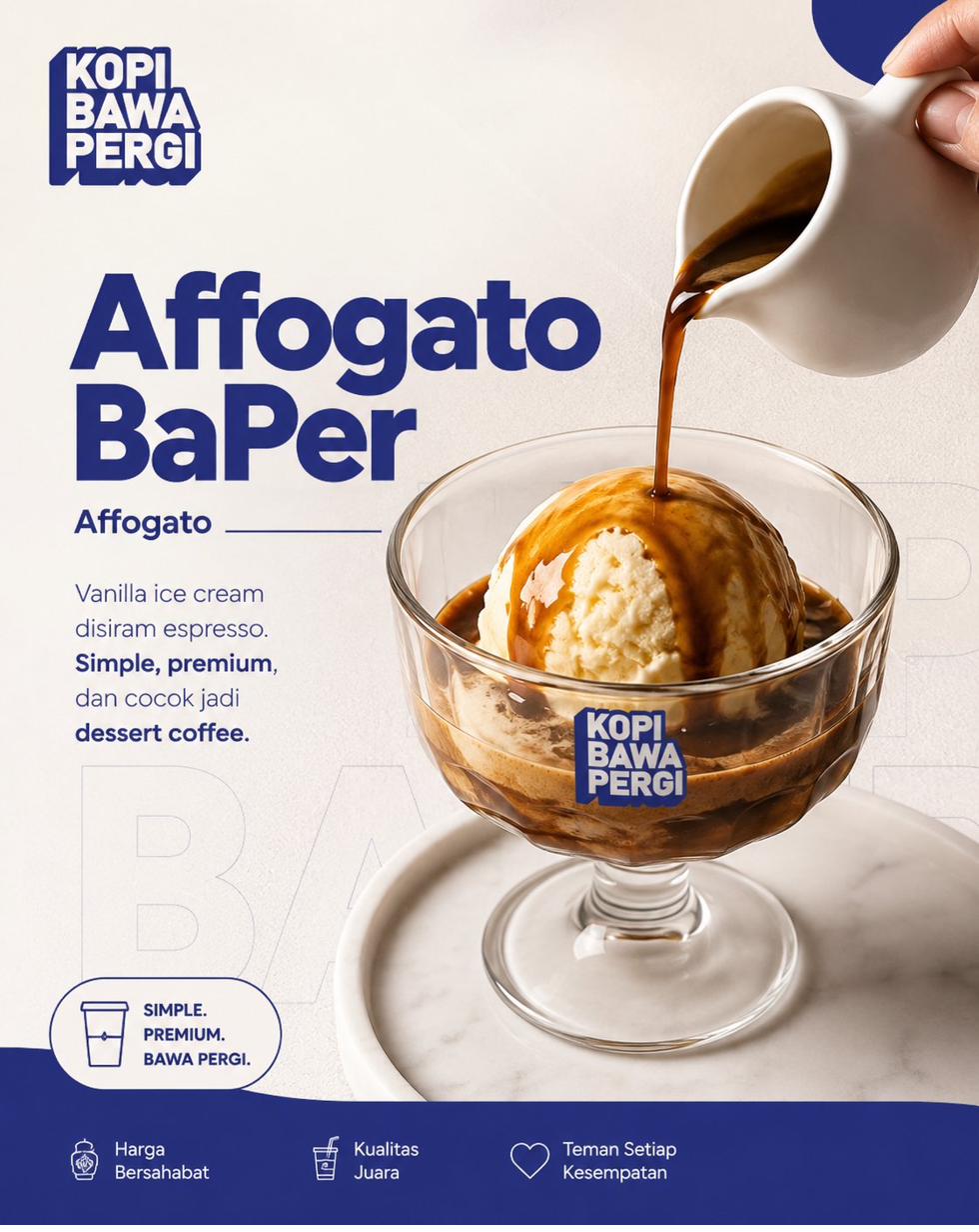Affogato BaPer - Vanilla ice cream dengan espresso shot