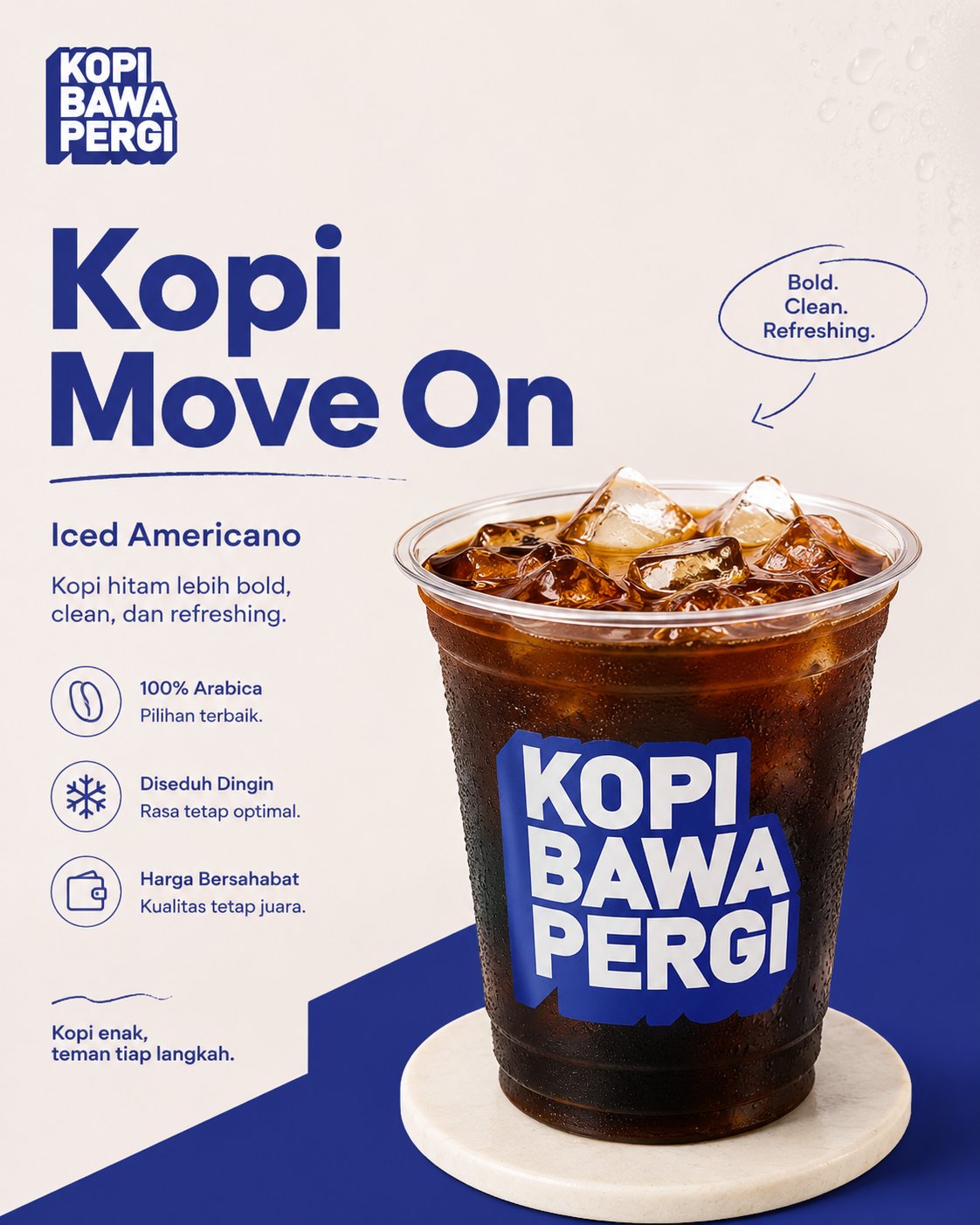 Kopi Move On - Iced americano bold dari Arabica beans