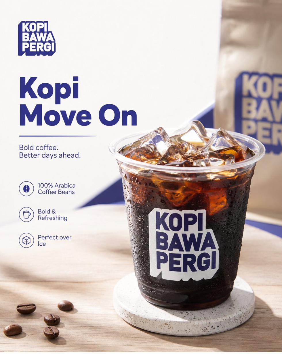 Kopi Move On - Iced americano bold dari 100% Arabica beans, Kopi BaPer Rp 15.000